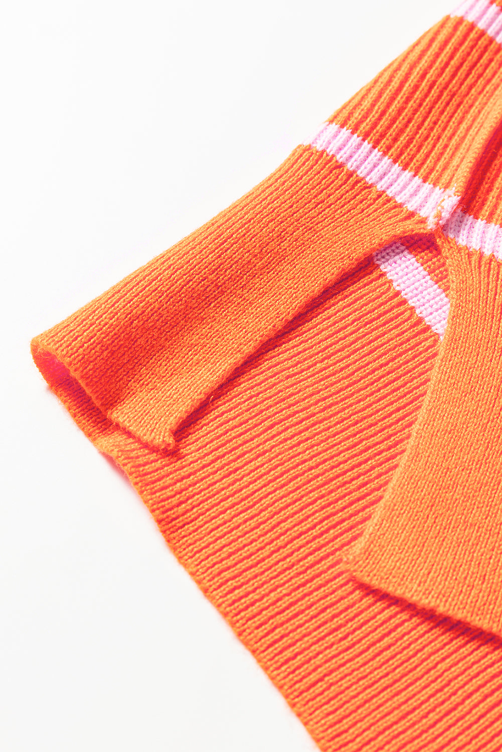 Orange Stripe Ribbed High Neck Drop Shoulder Boxy Fit Sweater - Modern Comfort
