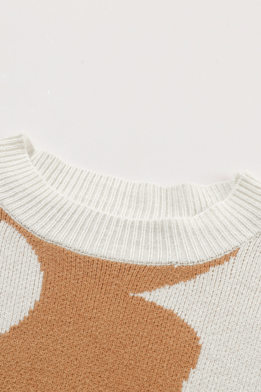 Khaki Big Flower Pattern Drop Shoulder Sweater - Romantic Floral Design