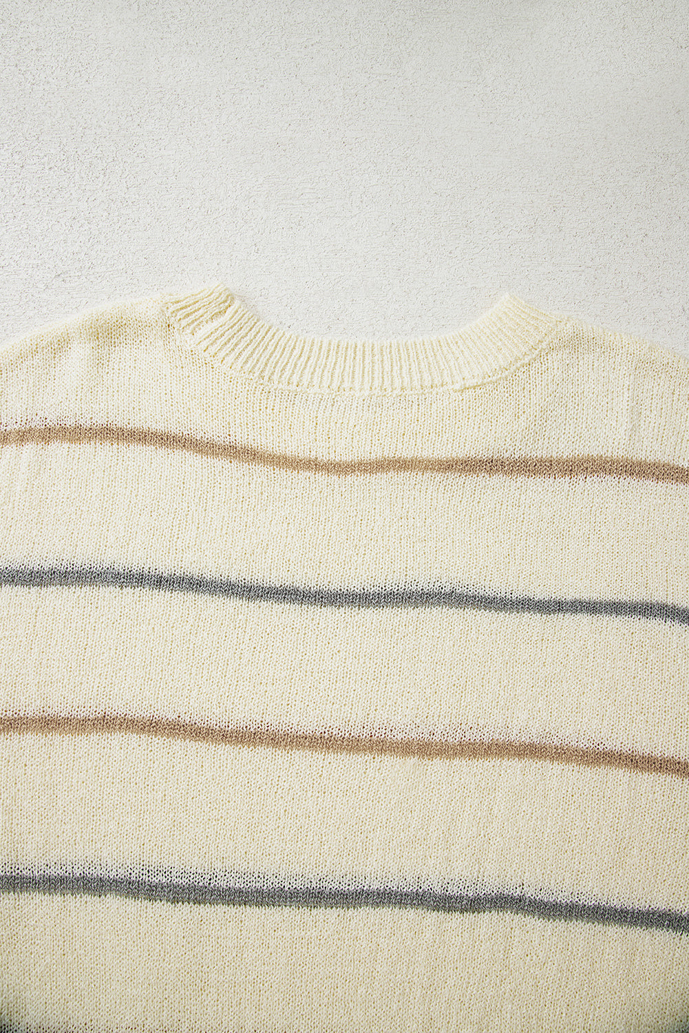 Multicolour Striped Ribbed Edge Drop Shoulder Sweater - Rainbow Style