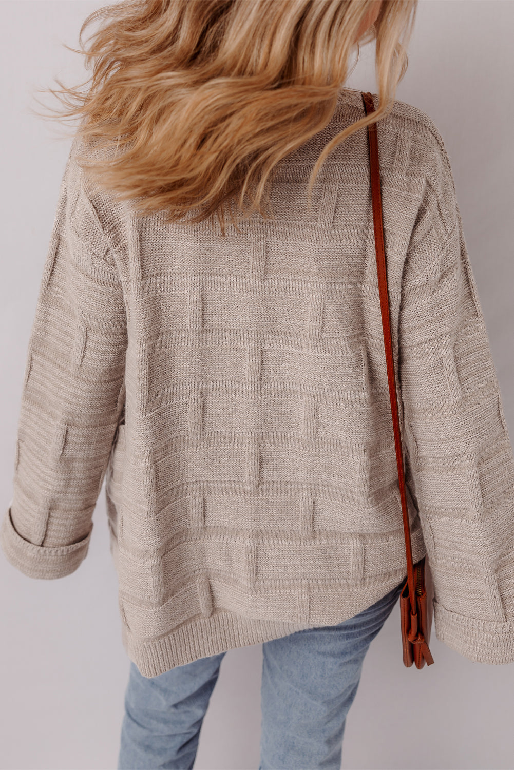 Delicacy Textured Knit Open Front Chic Cardigan with Pockets - Elegant Style