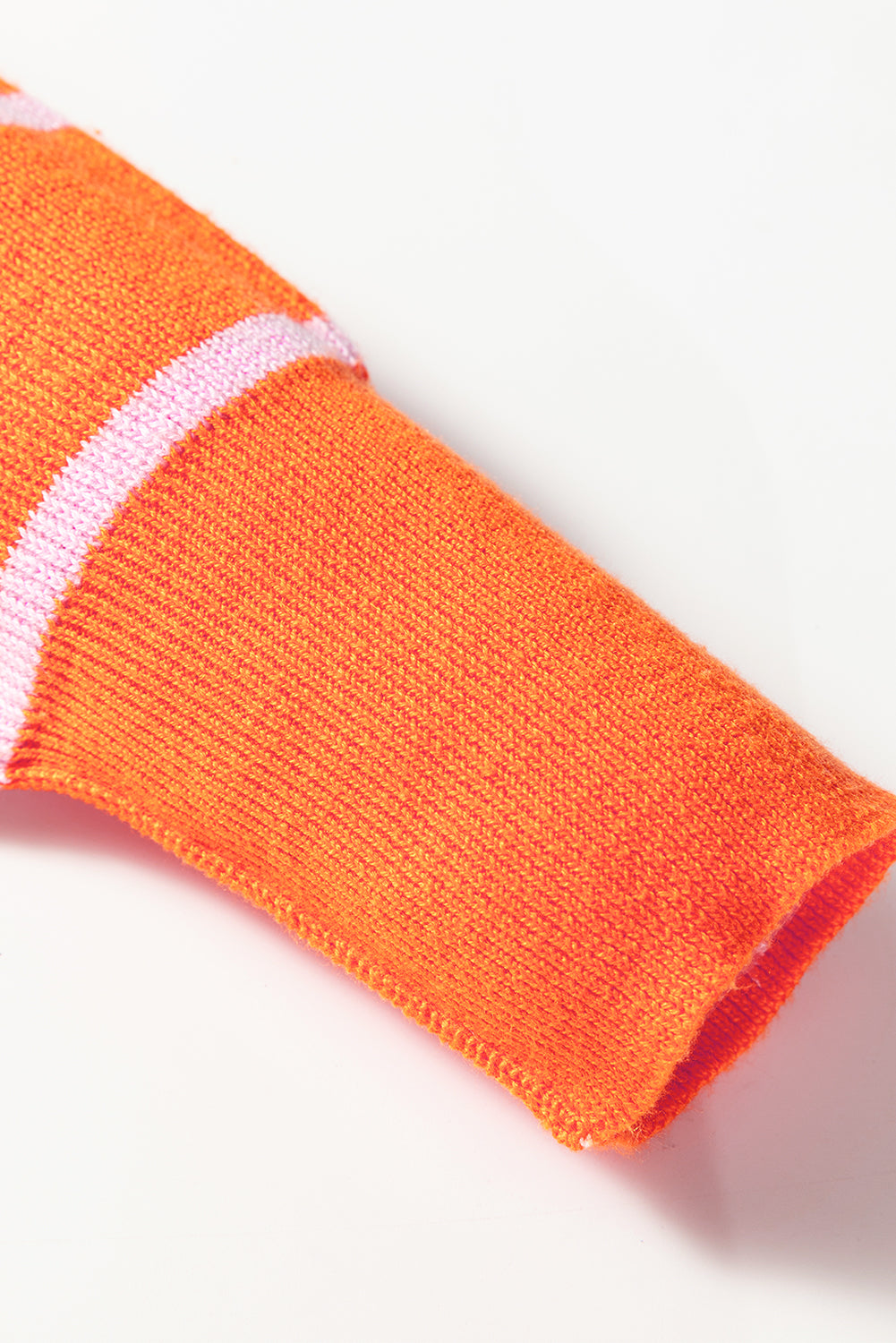 Orange Stripe Ribbed High Neck Drop Shoulder Boxy Fit Sweater - Modern Comfort