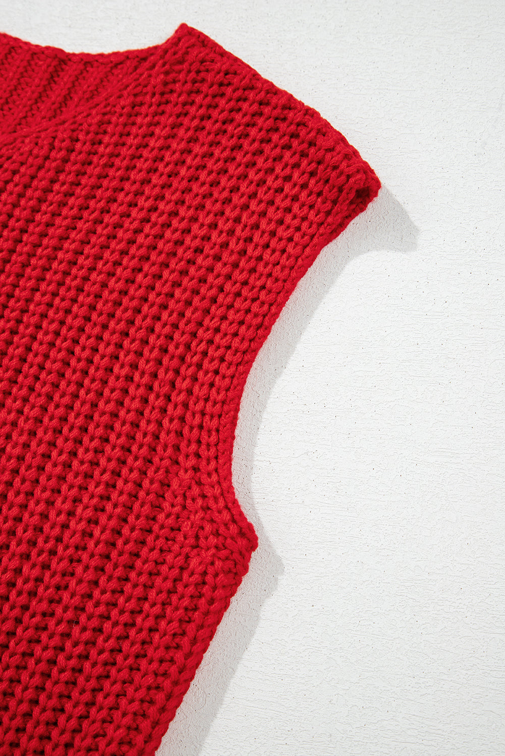 Fiery Red Solid Textured Knit Side Pockets Buttoned Sweater Vest - Bold Statement