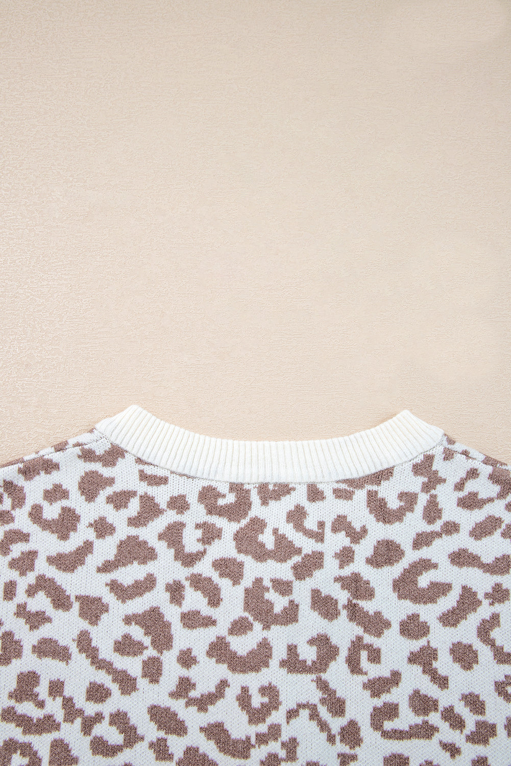 Khaki Leopard Drop Shoulder Chunky Knitted Cardigan Sweater - Wild Style
