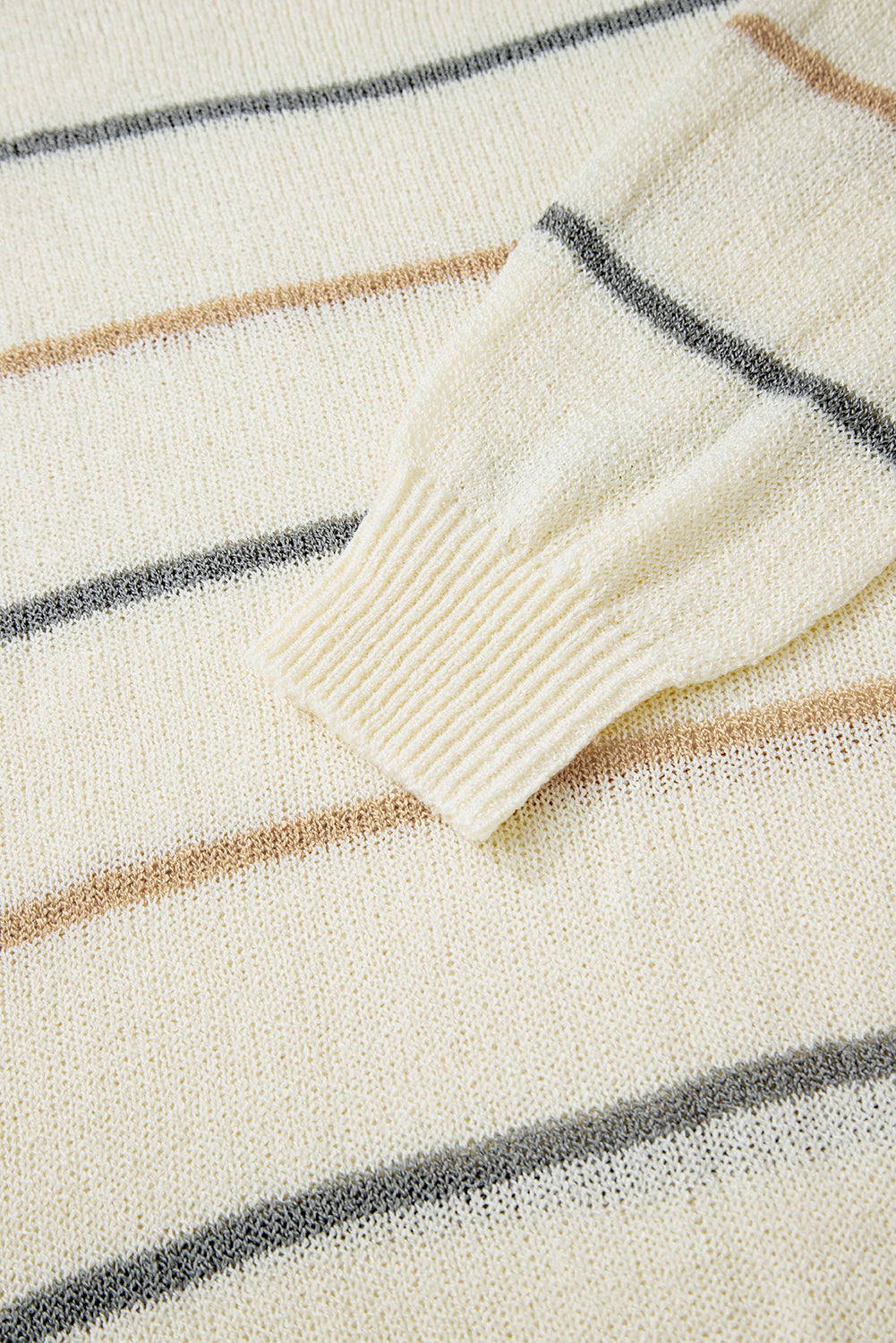Multicolour Striped Ribbed Edge Drop Shoulder Sweater - Rainbow Style