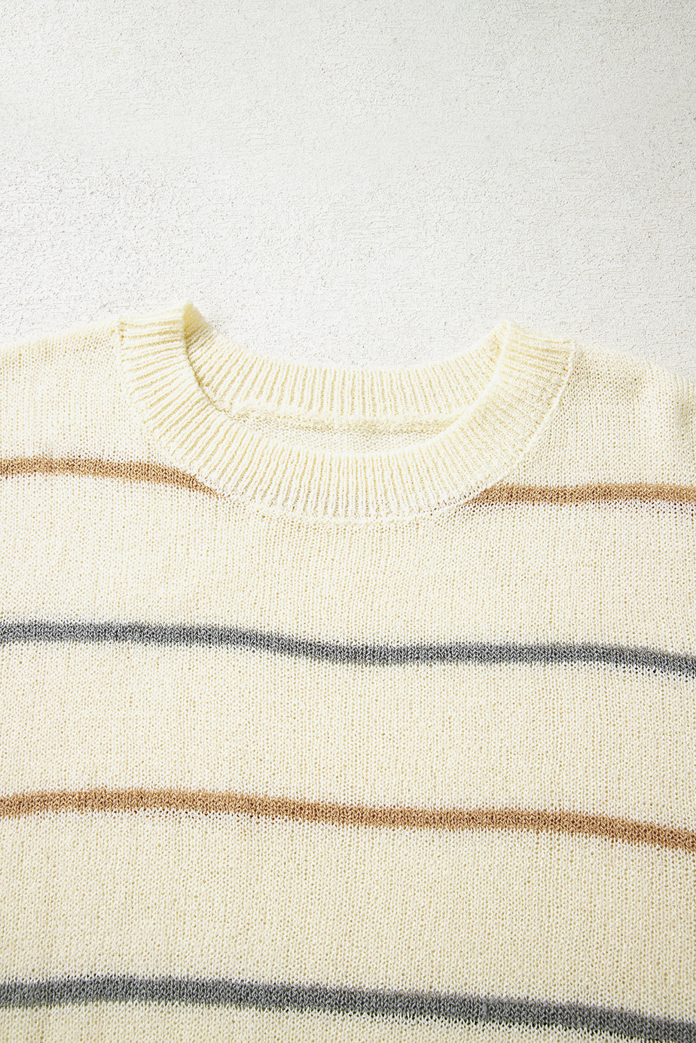 Multicolour Striped Ribbed Edge Drop Shoulder Sweater - Rainbow Style
