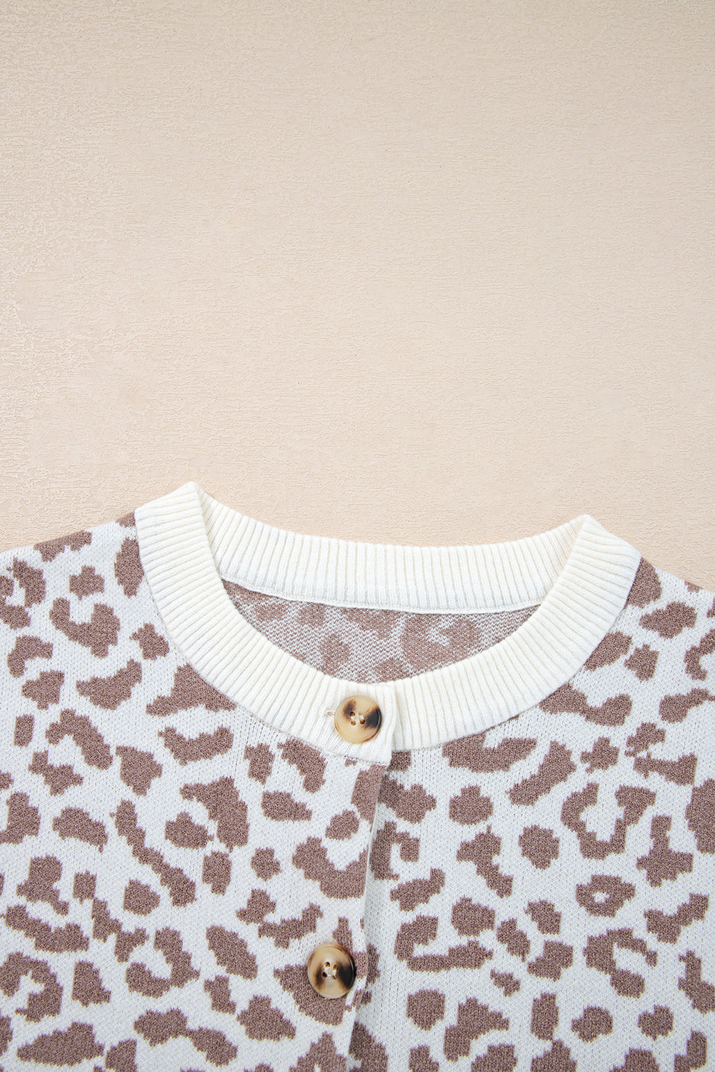 Khaki Leopard Drop Shoulder Chunky Knitted Cardigan Sweater - Wild Style