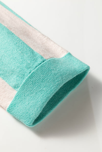 Iceland Blue Colorblock Knit Open Front Short Casual Cardigan - Cool Elegance