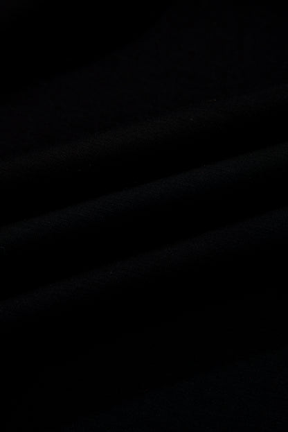 Black Solid Color Ruched Detail Long Sleeve Midi Dress