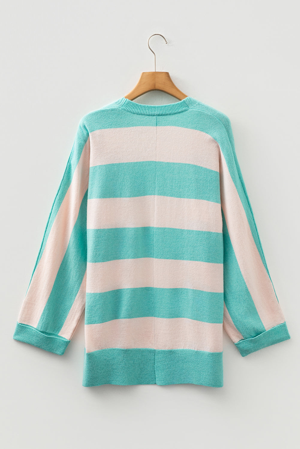 Iceland Blue Colorblock Knit Open Front Short Casual Cardigan - Cool Elegance