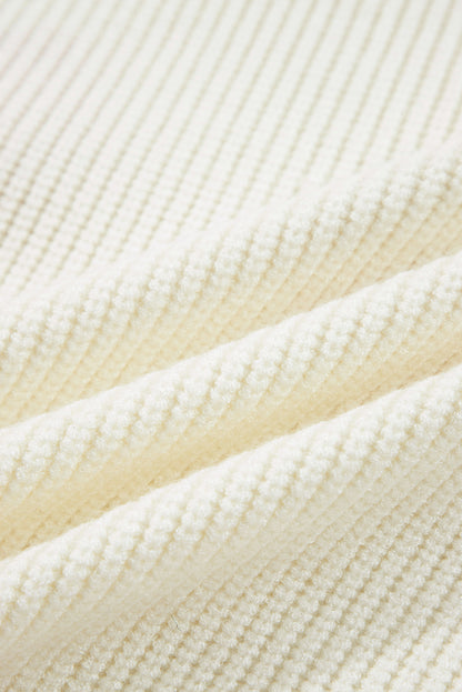 Beige Pumpkin Embroidered Ribbed Thanksgiving Halloween Holiday Sweater - Festive Style