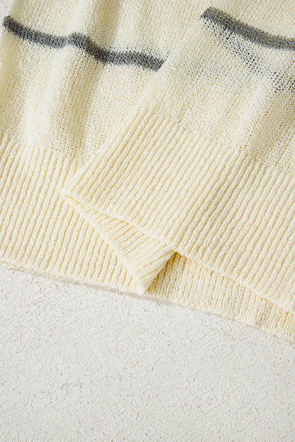 Multicolour Striped Ribbed Edge Drop Shoulder Sweater - Rainbow Style