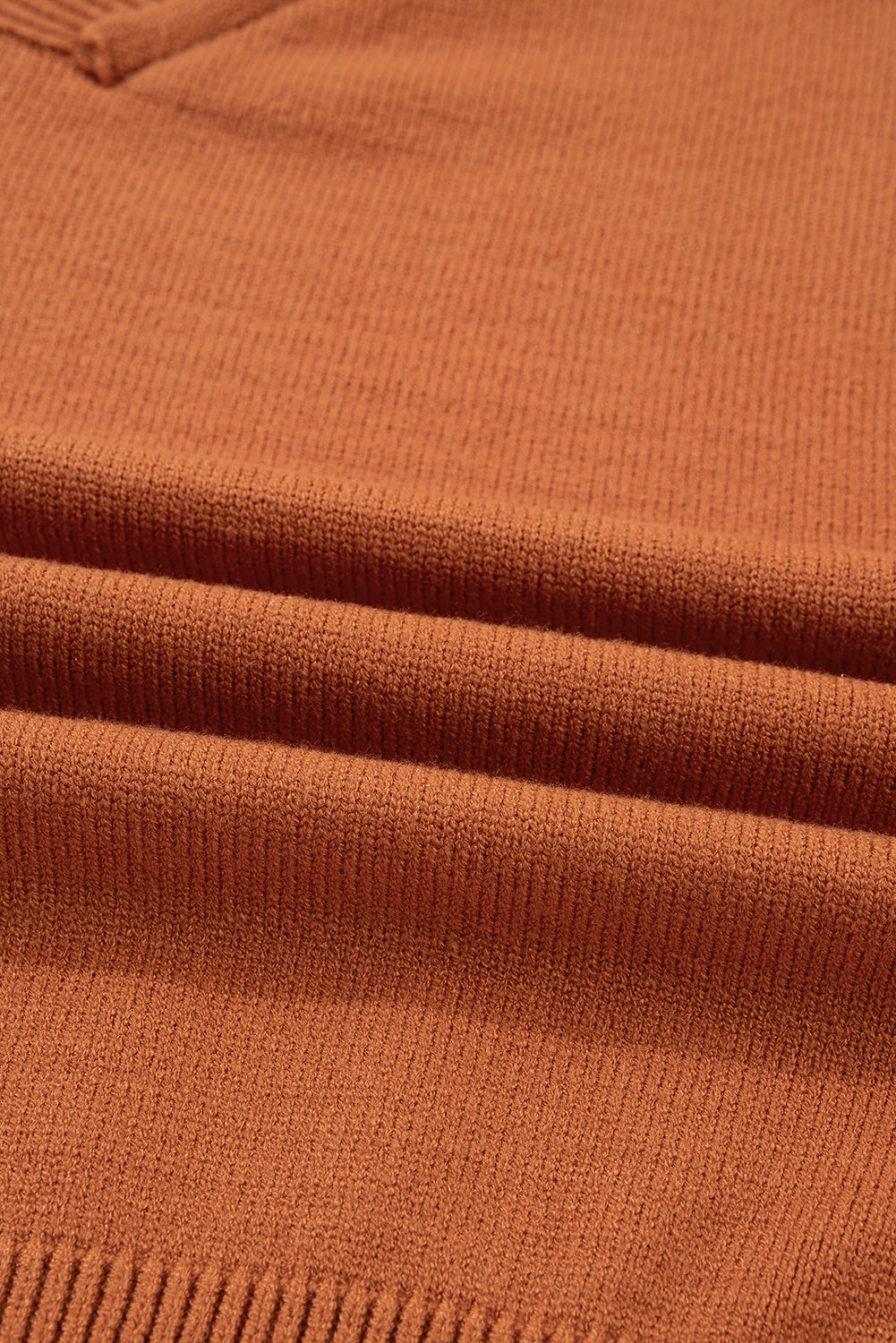 Desert Gold Colorblock Raw Edge Bubble Sleeve V Neck Sweater - Statement Style