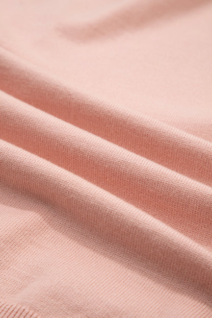 Peach Blossom Big Flower Accent Bubble Sleeve Drop Shoulder Sweater