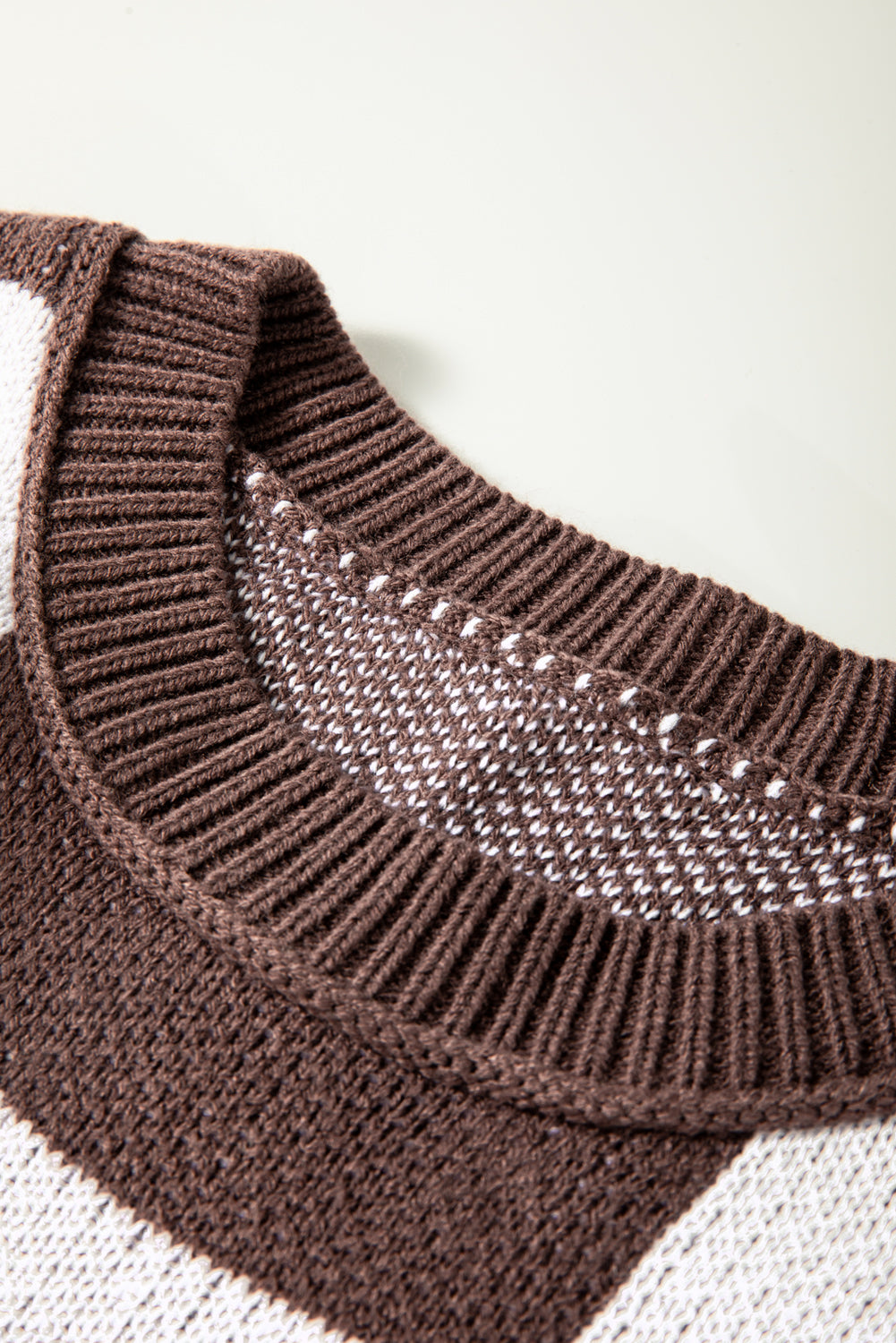 Dark Brown Checkered Bishop Sleeve Sweater - Rich Fall Statement