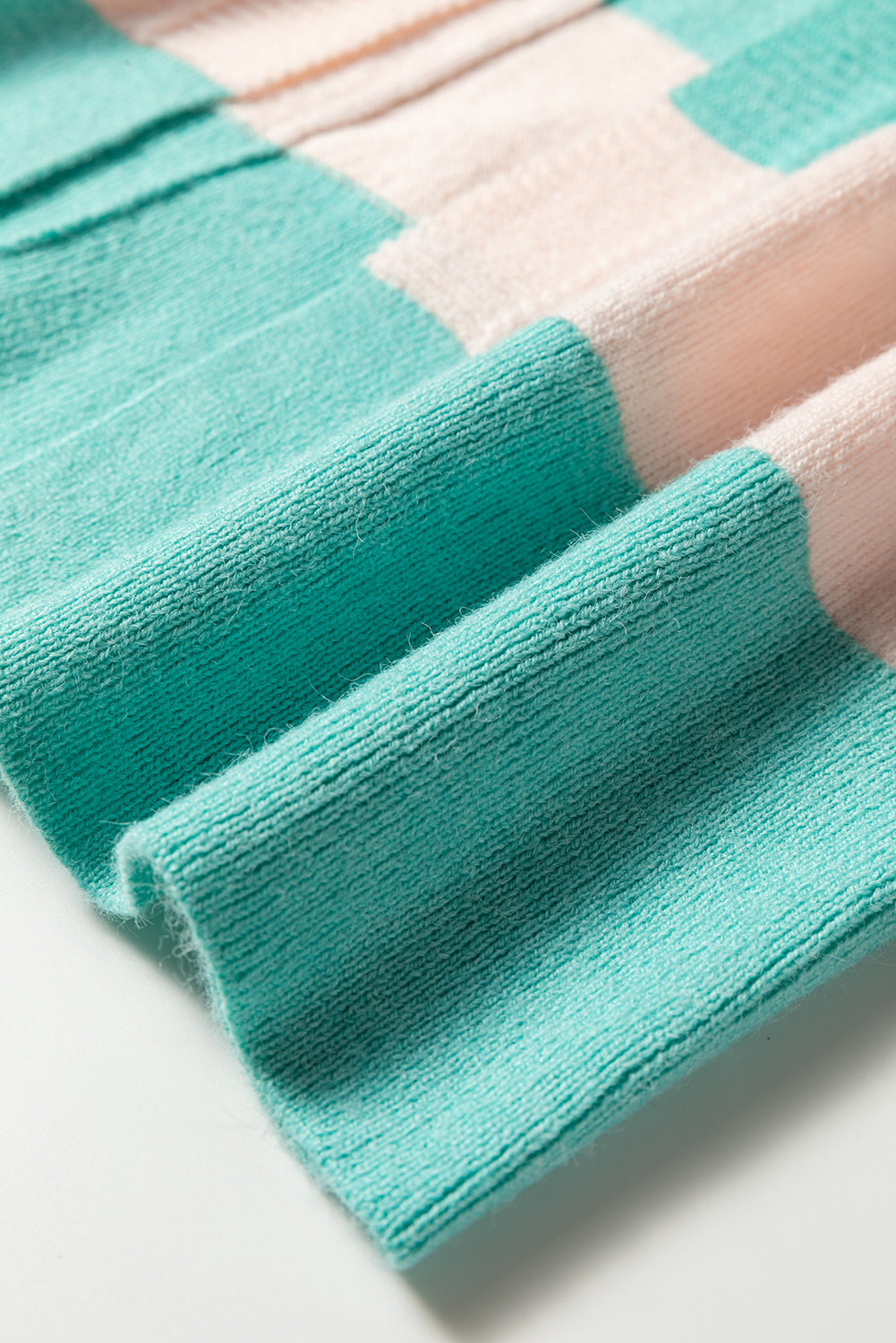 Iceland Blue Colorblock Knit Open Front Short Casual Cardigan - Cool Elegance