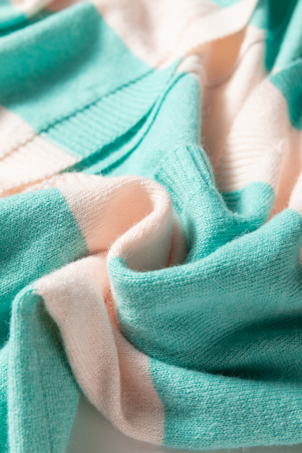 Iceland Blue Colorblock Knit Open Front Short Casual Cardigan - Cool Elegance