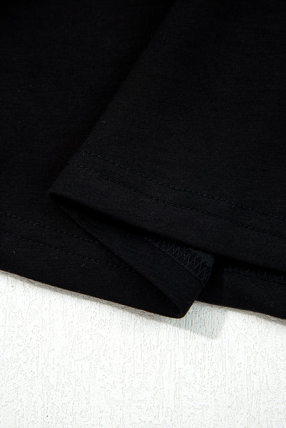Black Solid Color Ruched Detail Long Sleeve Midi Dress