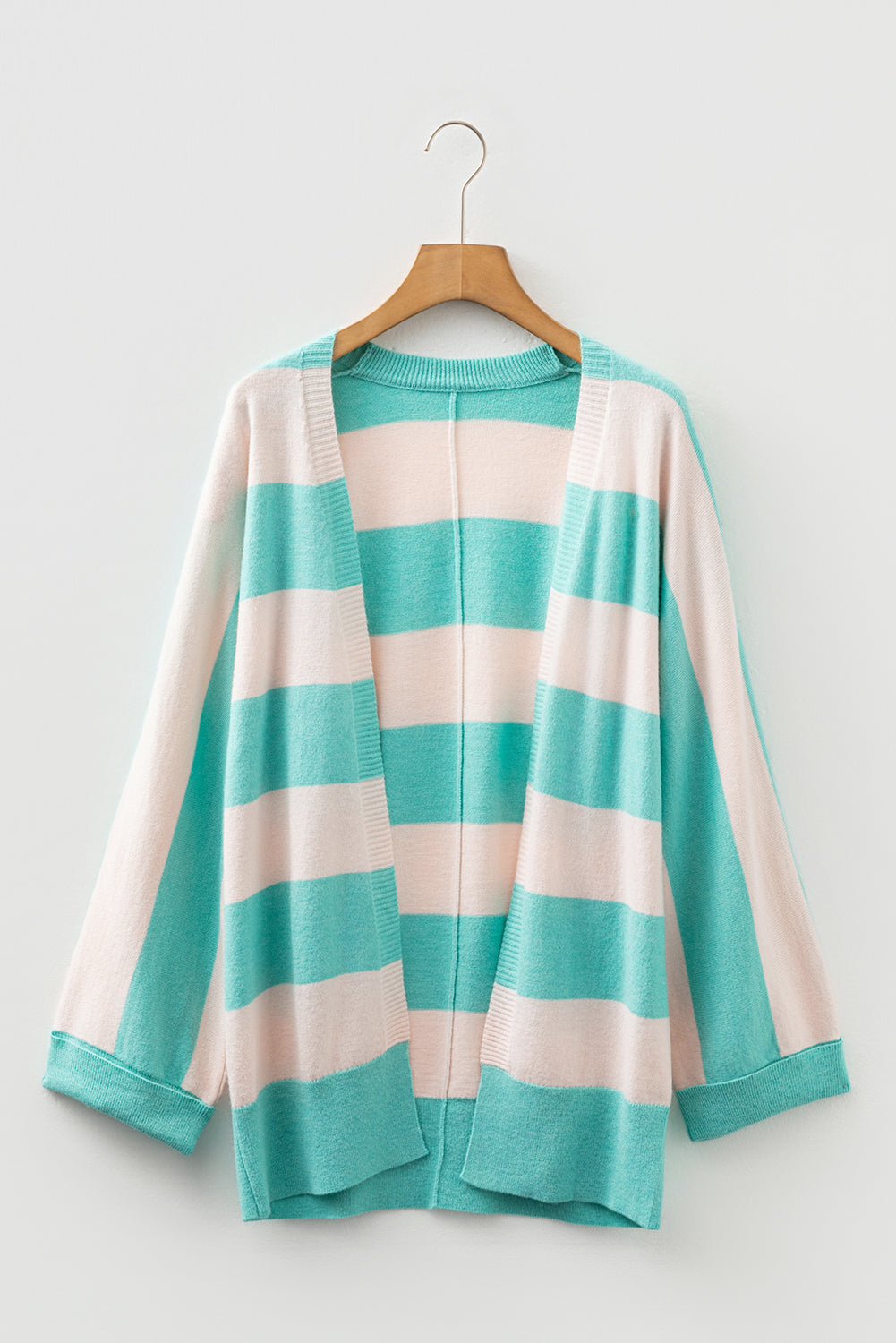 Iceland Blue Colorblock Knit Open Front Short Casual Cardigan - Cool Elegance