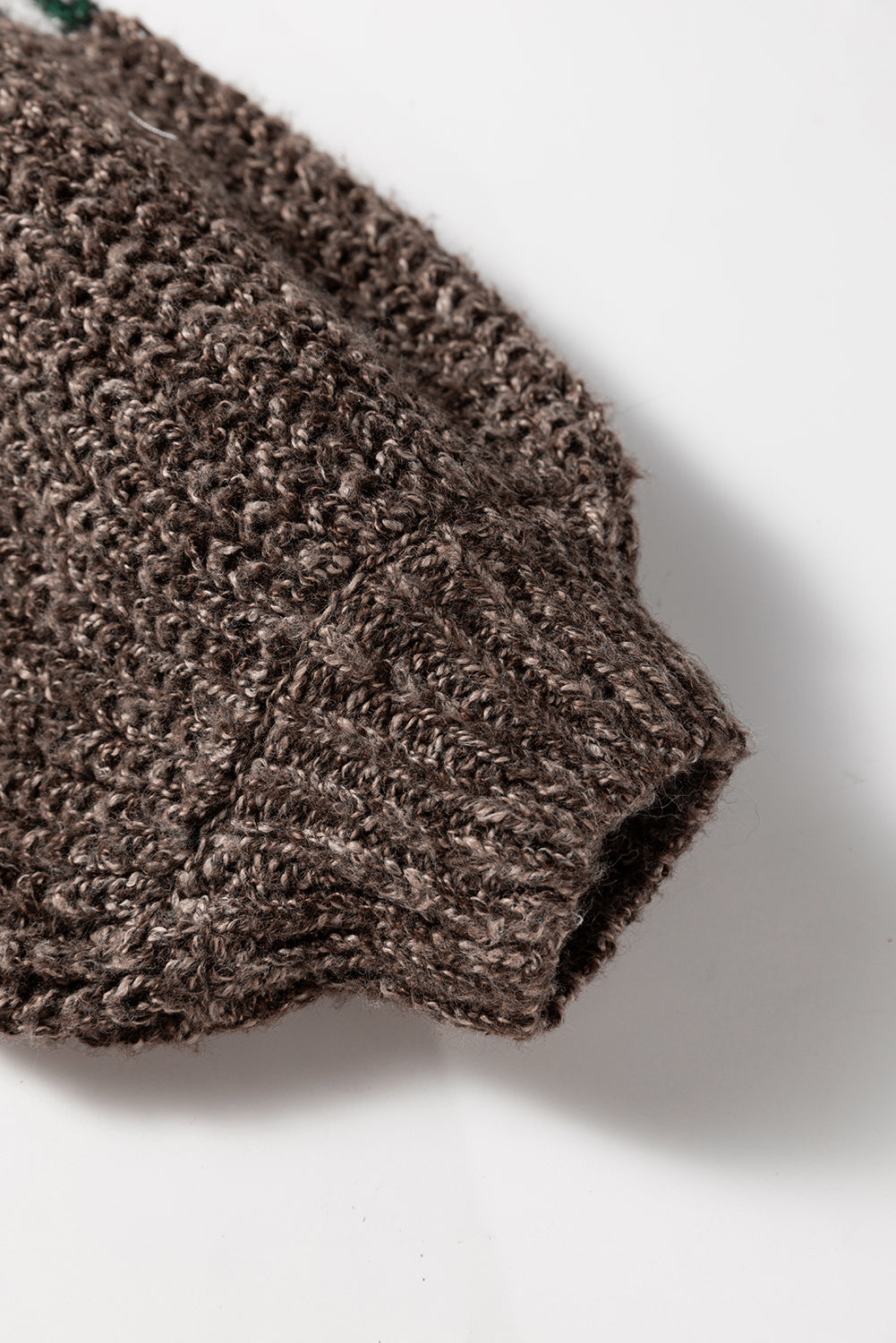 Brown Color Block Patchwork Knotted Back Loose Fit Sweater - Artistic Design