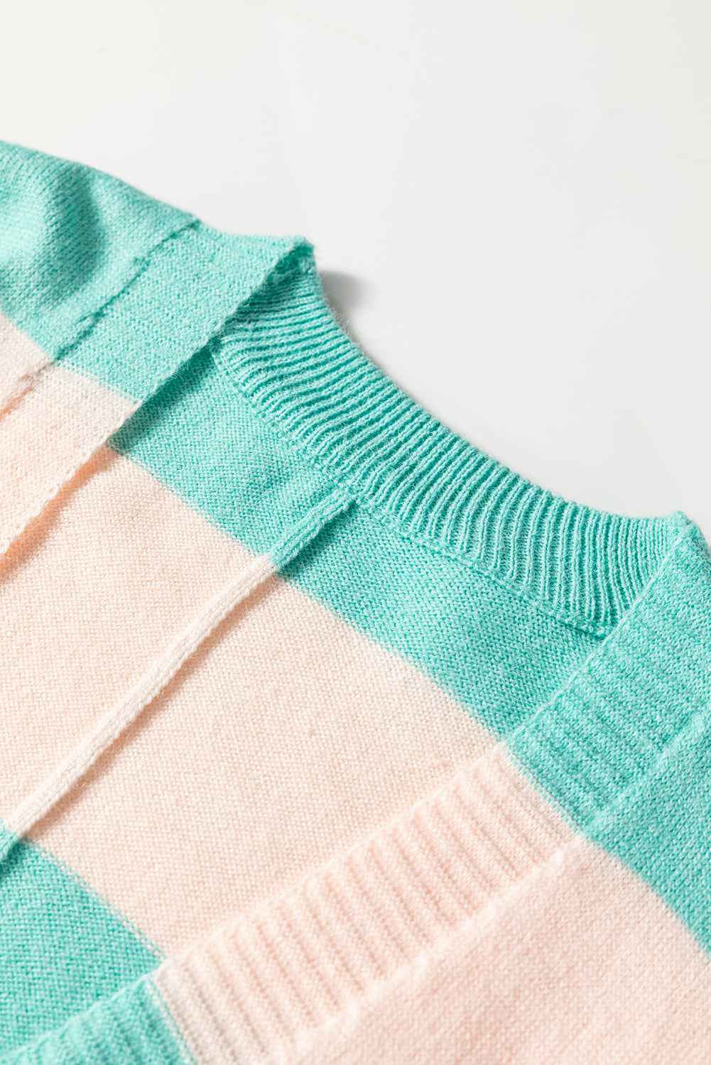 Iceland Blue Colorblock Knit Open Front Short Casual Cardigan - Cool Elegance